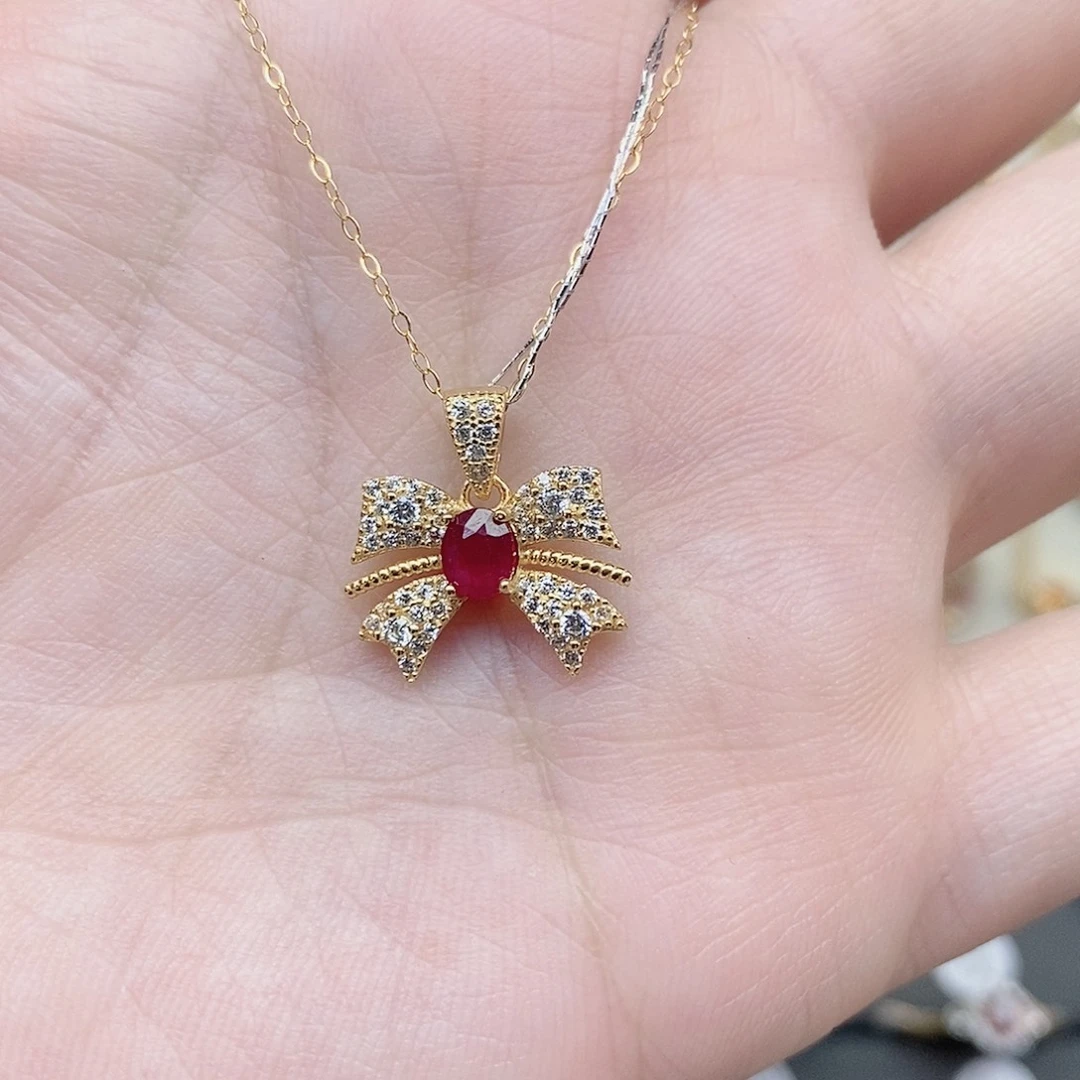 红宝石吊坠(赠链)银S925镶嵌