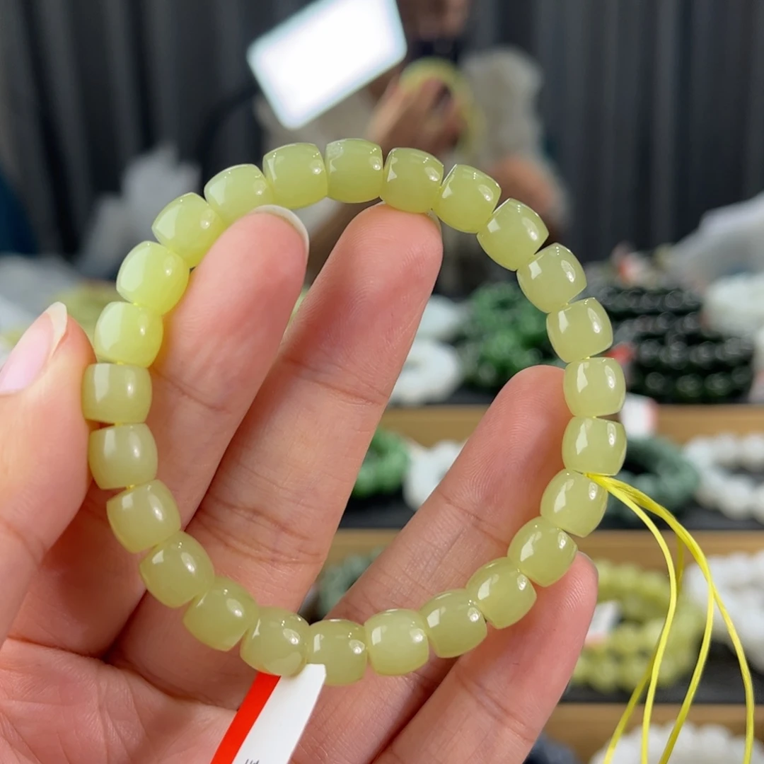 手链未镶嵌和田玉新疆若羌黄口柠檬黄卡8直切