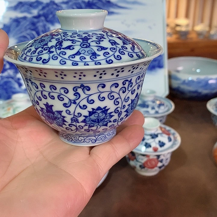 錡镇堂手工手绘盖碗
