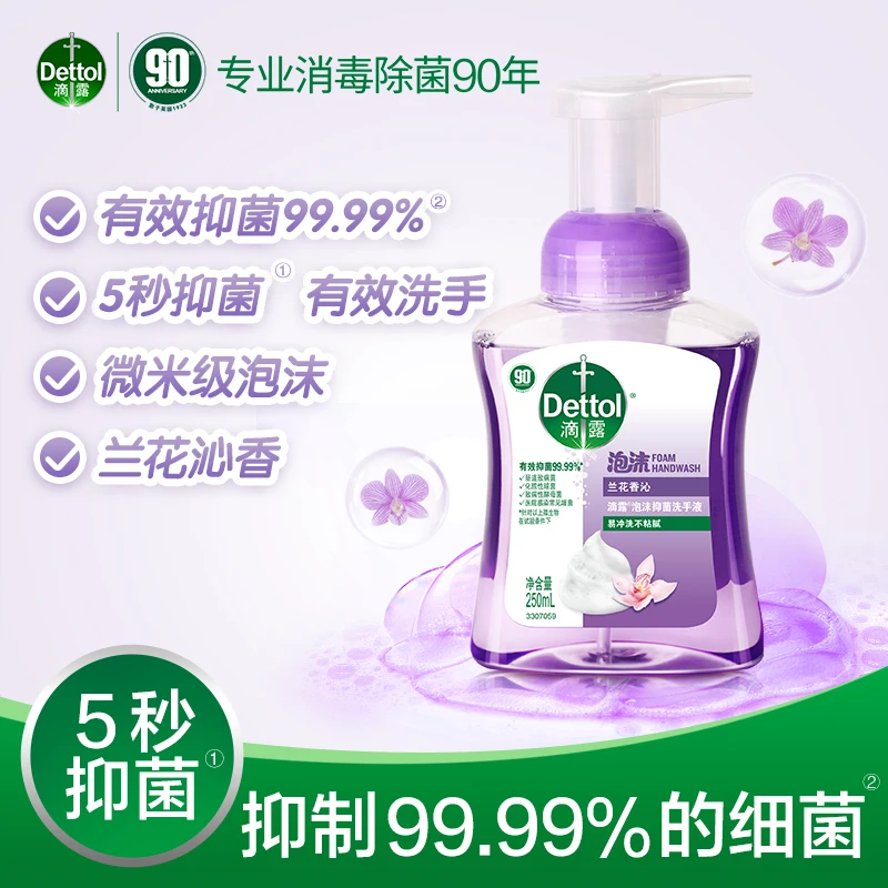 滴露泡沫抑菌洗手液250ml瓶儿童宝宝家用抑菌按压瓶滋润护手