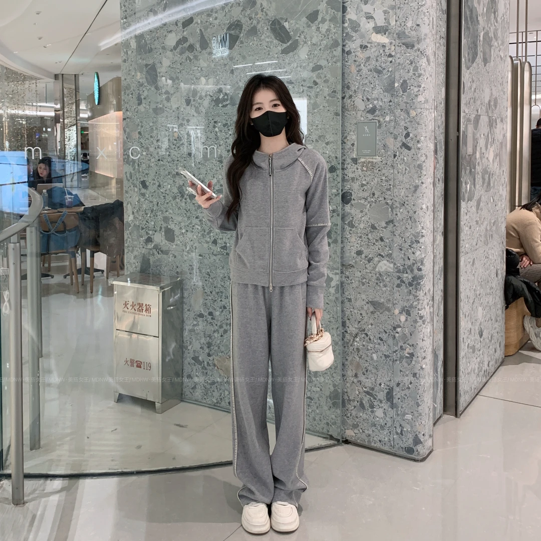 【MDNW】2025设计师新款休闲连帽卫衣+休闲裤套装TZ1916