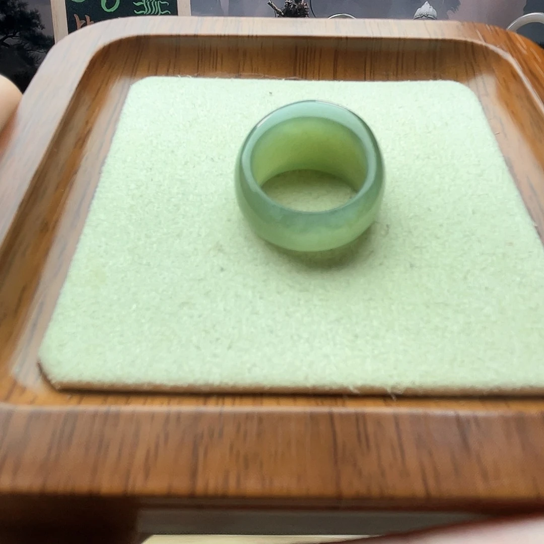 和田玉戒指未镶嵌月*猫湖水馒头12-13号