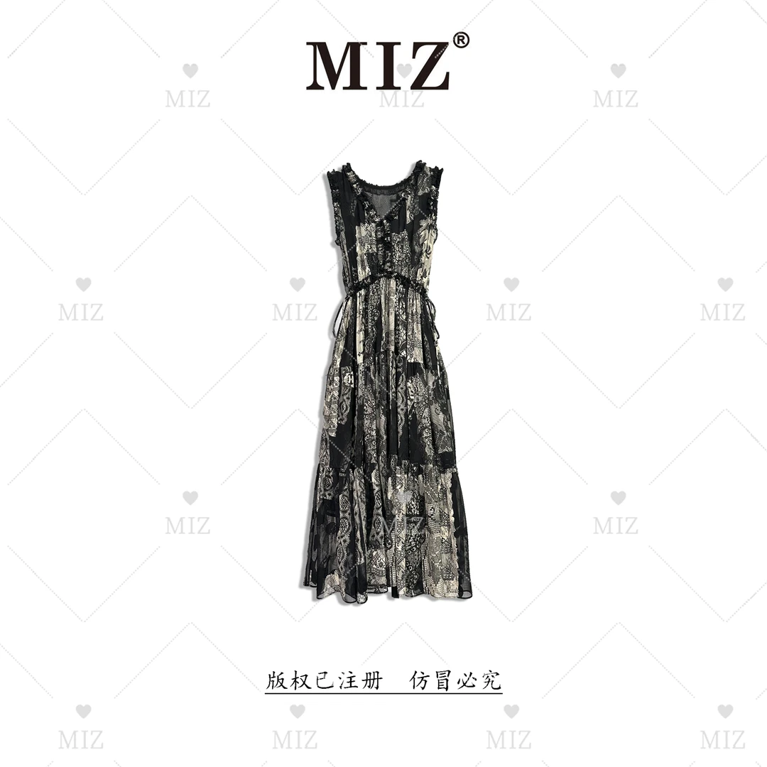 【MIZ】2025夏季原创定制花色原创时尚无袖女士吊带连衣裙2526089