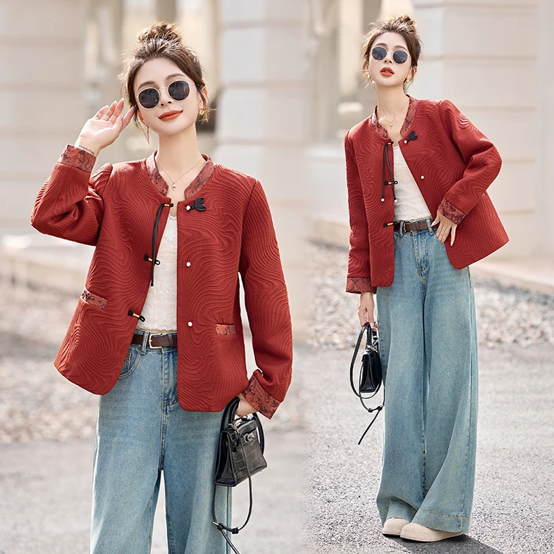 新中式时尚宽松外套2025新款小个子女士小香风短款春秋洋气上衣