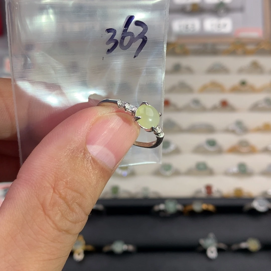 翡翠银S925镶嵌戒圈363