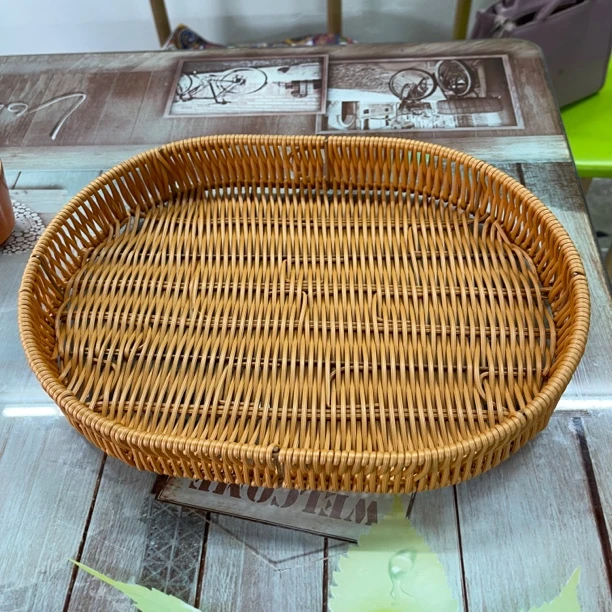 椭圆手工水果篮果蔬零食收纳篮子椭圆形收纳篮编织收纳筐水果篮