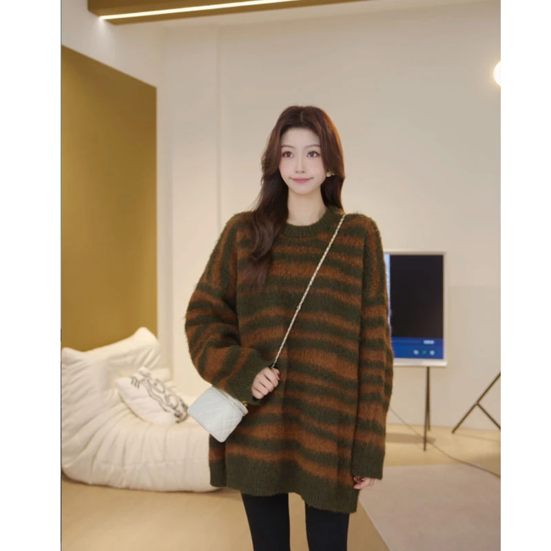 Basic House/百家好新款宽松慵懒软糯条纹百搭毛衣B0825C51742