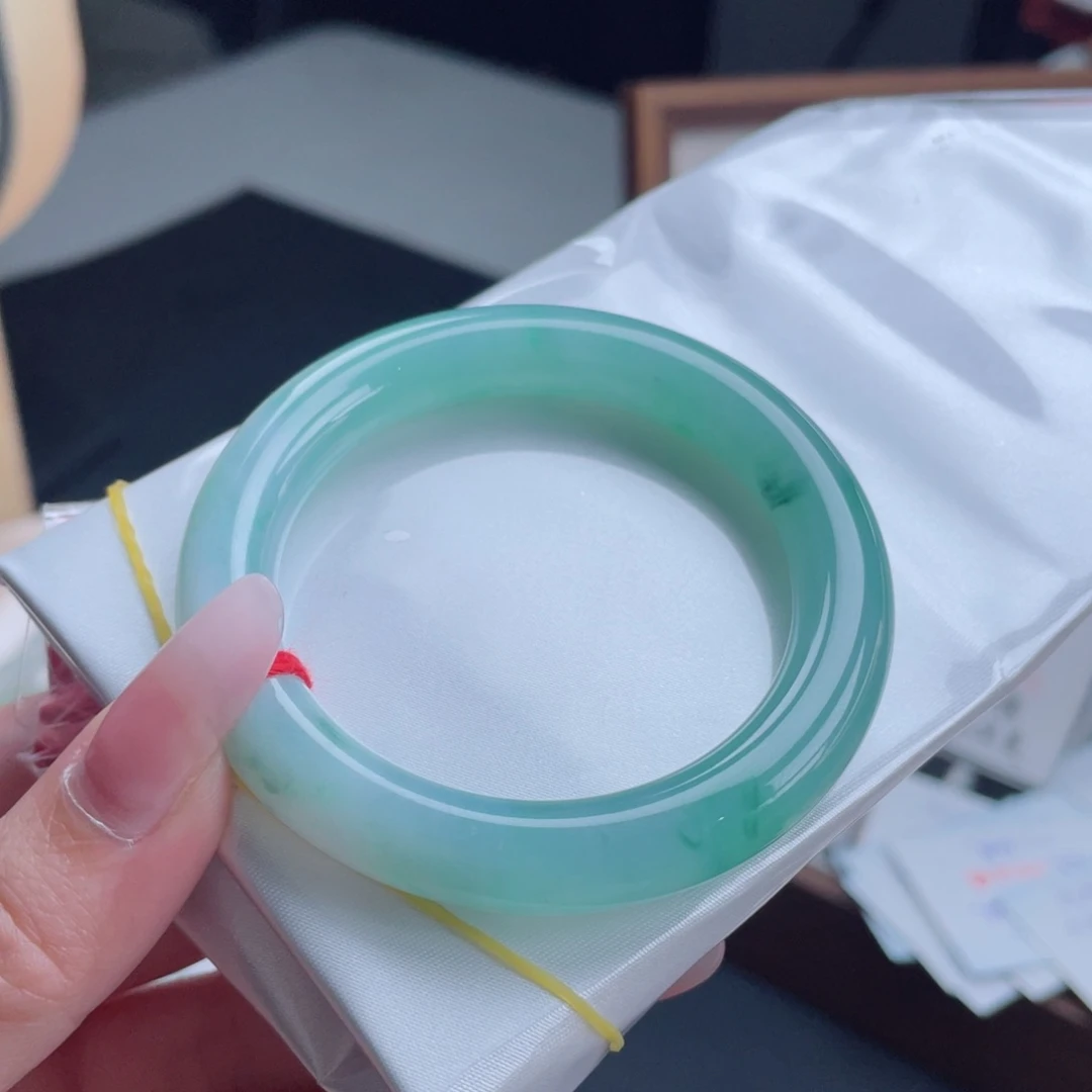 未镶嵌手镯翡翠51.0青苹果乐园 风吹草低见牛羊 49号