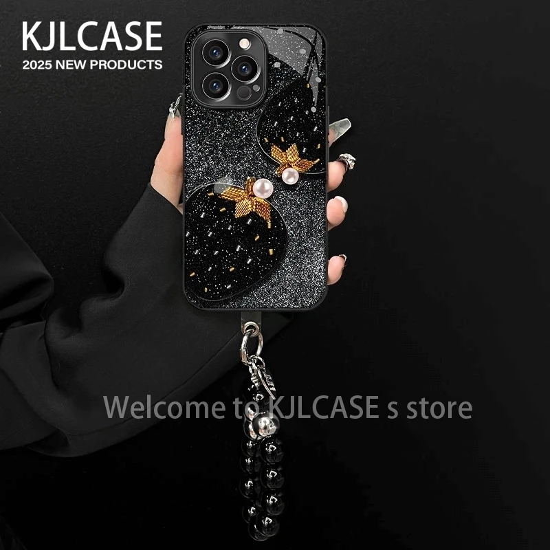 珍珠草莓适用苹果vivo华为oppo小米iPhone17电镀玻璃壳手机壳