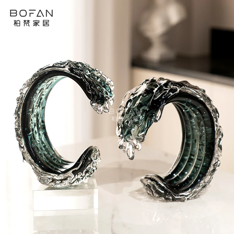 bofan/柏梵【乘风破浪】别墅琉璃艺术摆件简约轻奢桌面工艺品装饰