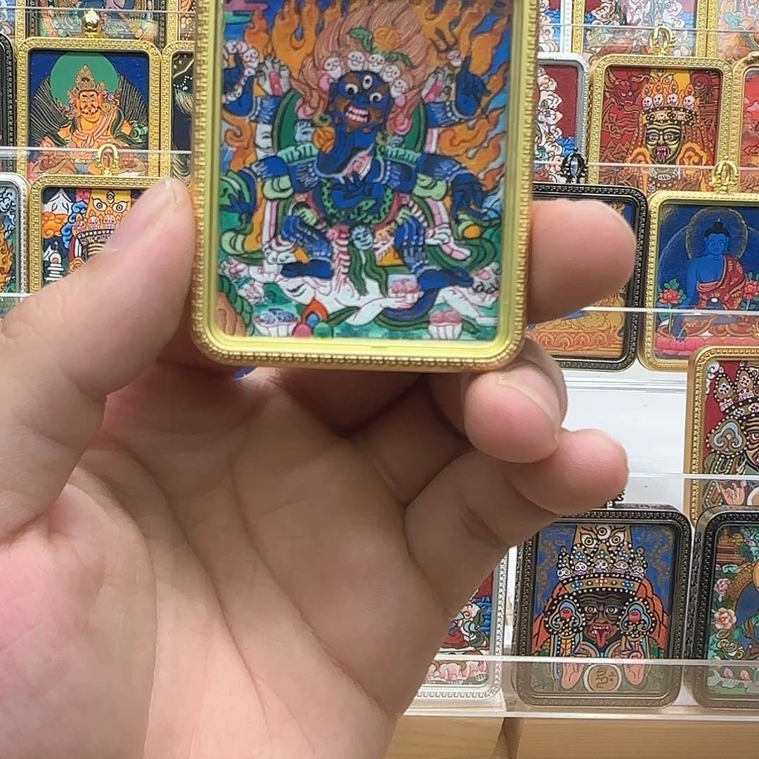 吊坠大黑天纯手绘唐卡