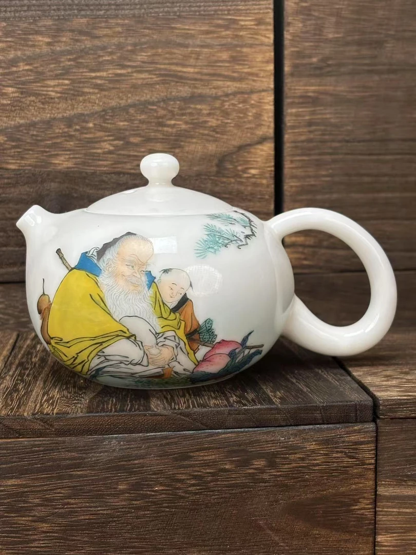 復见手绘老者童子西施壶JDA307