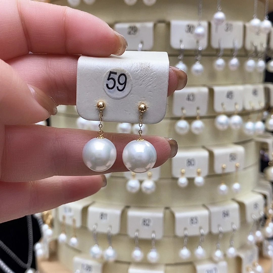 淡水珍珠耳饰18K金镶嵌