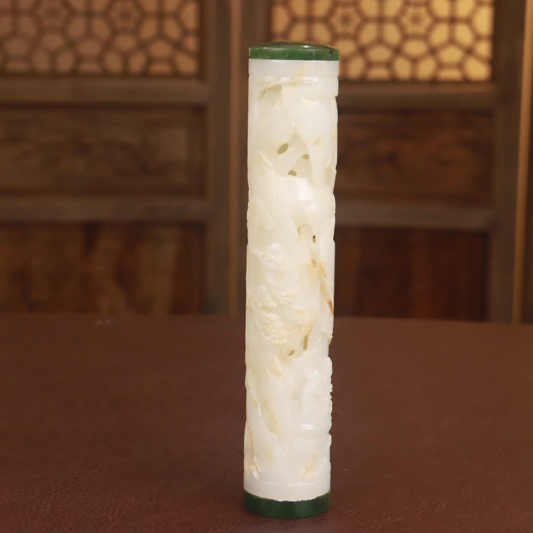 【清】白玉山水人物香薰（高20cm口径3.5cm重318g）