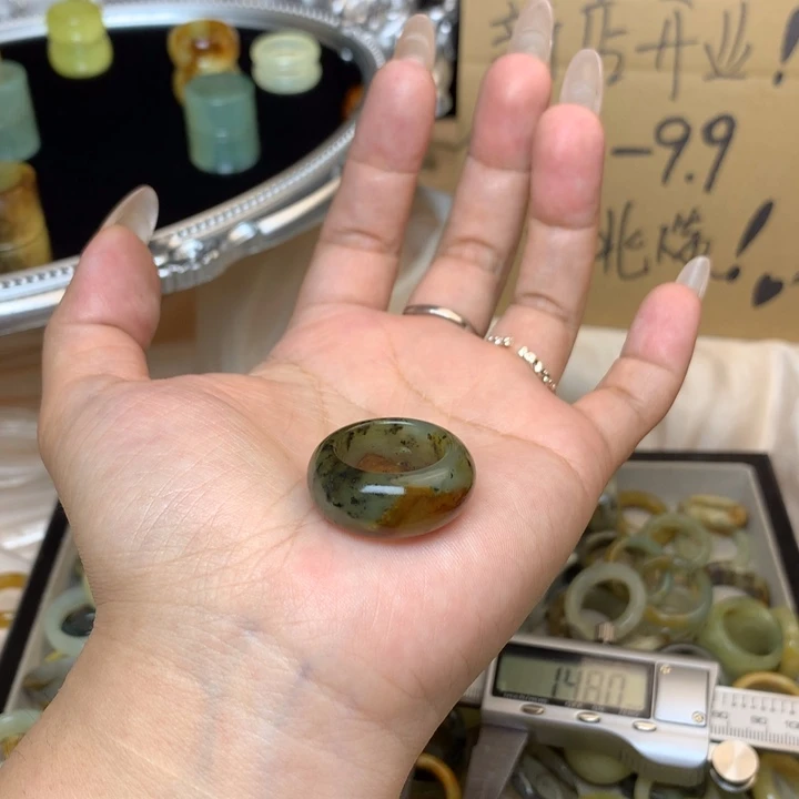 C***A合金蛇纹石玉戒指