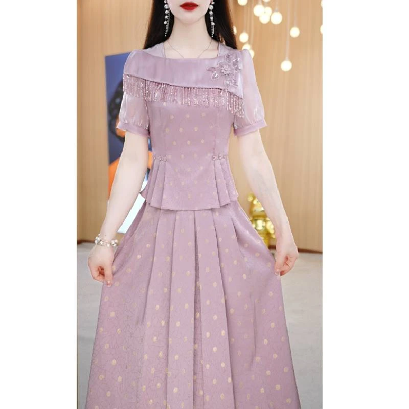 【两件套】夏季新款方领时尚减龄收腰气质通勤两件套M-4XL