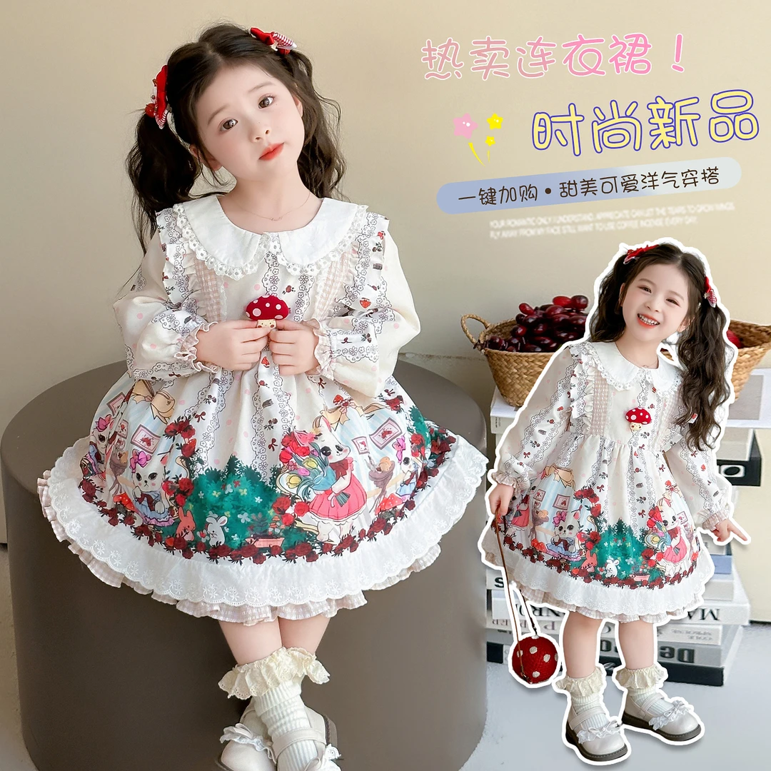 女童洛丽塔公主裙3-6岁裙子秋装小女孩洋气生日儿童连衣裙蓬蓬裙