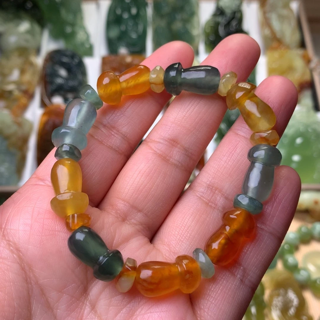 岫玉未镶嵌岫玉蘑菇手串