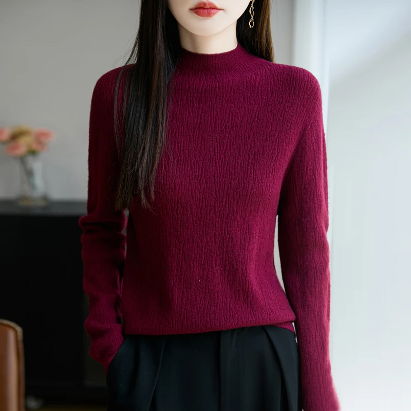 秋冬季一线成衣加厚女士针织衫软糯宽松半高领时尚百搭毛衣55208