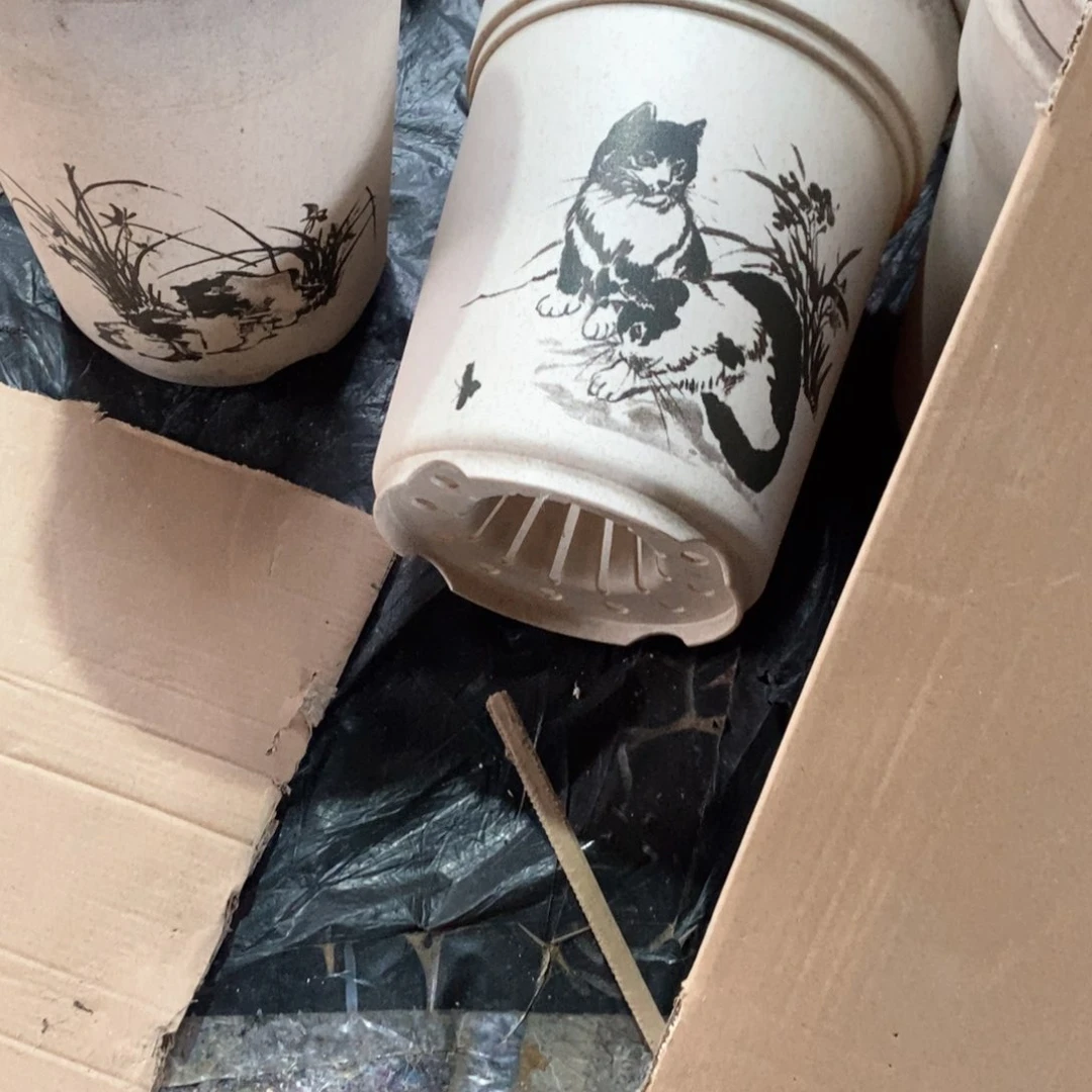 21口兰花盆3个瑕疵兰花图案