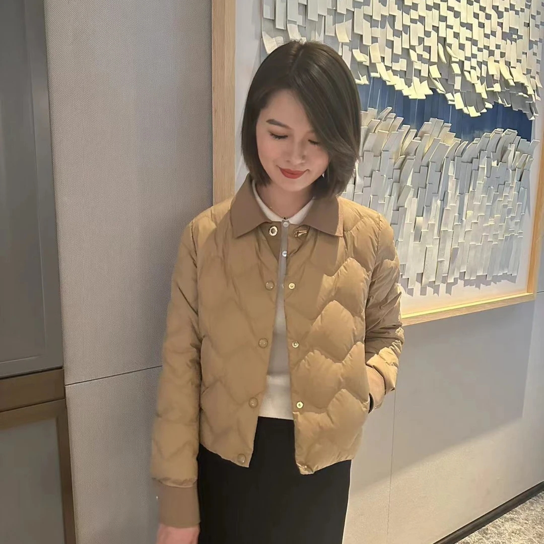 YOYO CROWN 冬季90白鹅绒短款羽绒服压格轻薄鹅绒小个子保暖外套