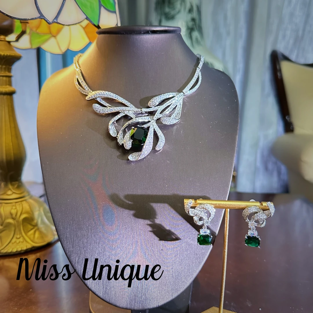 S6121出口订单圆圆同款绿色项链套装