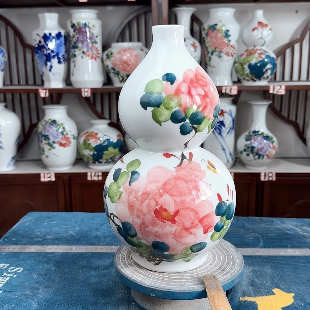 摆件景德镇陶瓷葫红牡红