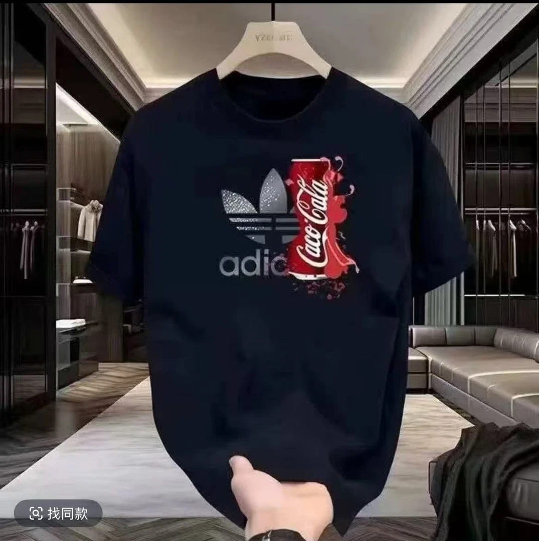 220g棉夏季圆领宽松短袖男女同款情侣装百搭时尚运动简约潮流-D45