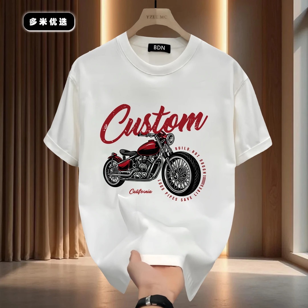 邦德妮夏季新款纯棉短袖T恤百搭时尚创意印花T恤男士潮牌圆领上衣