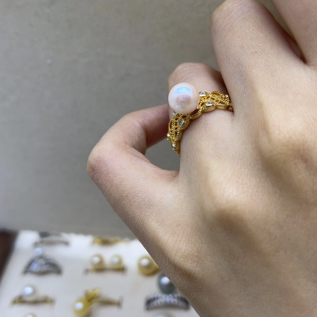 海水珍珠银S925镶嵌戒指