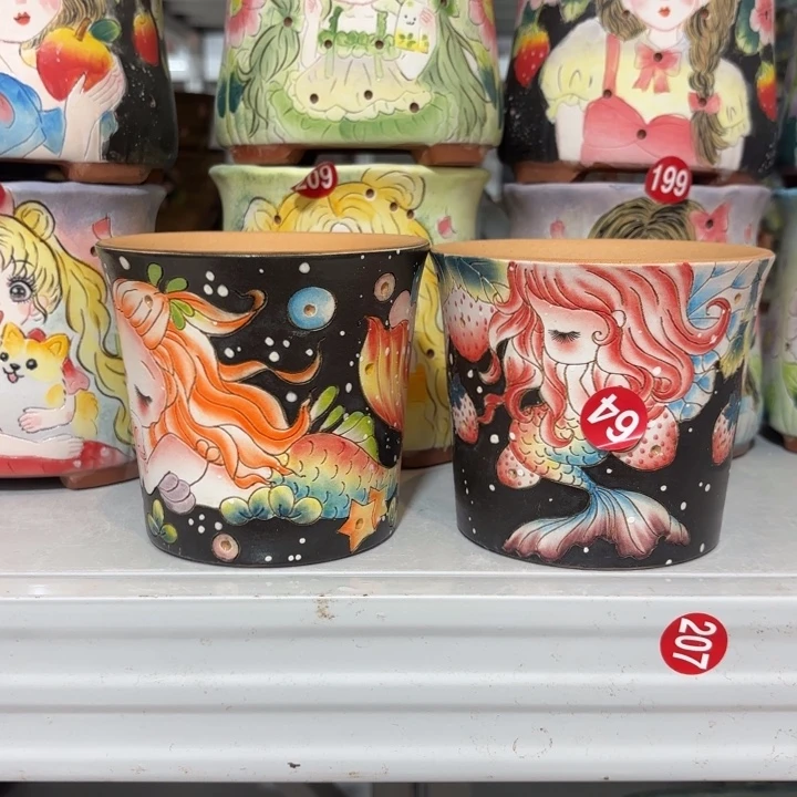 水***璃景德镇手绘花盆陶瓷