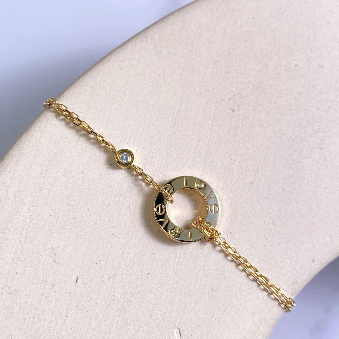 99新 Cartier/卡地亚 黄金两钻小圆饼手链
