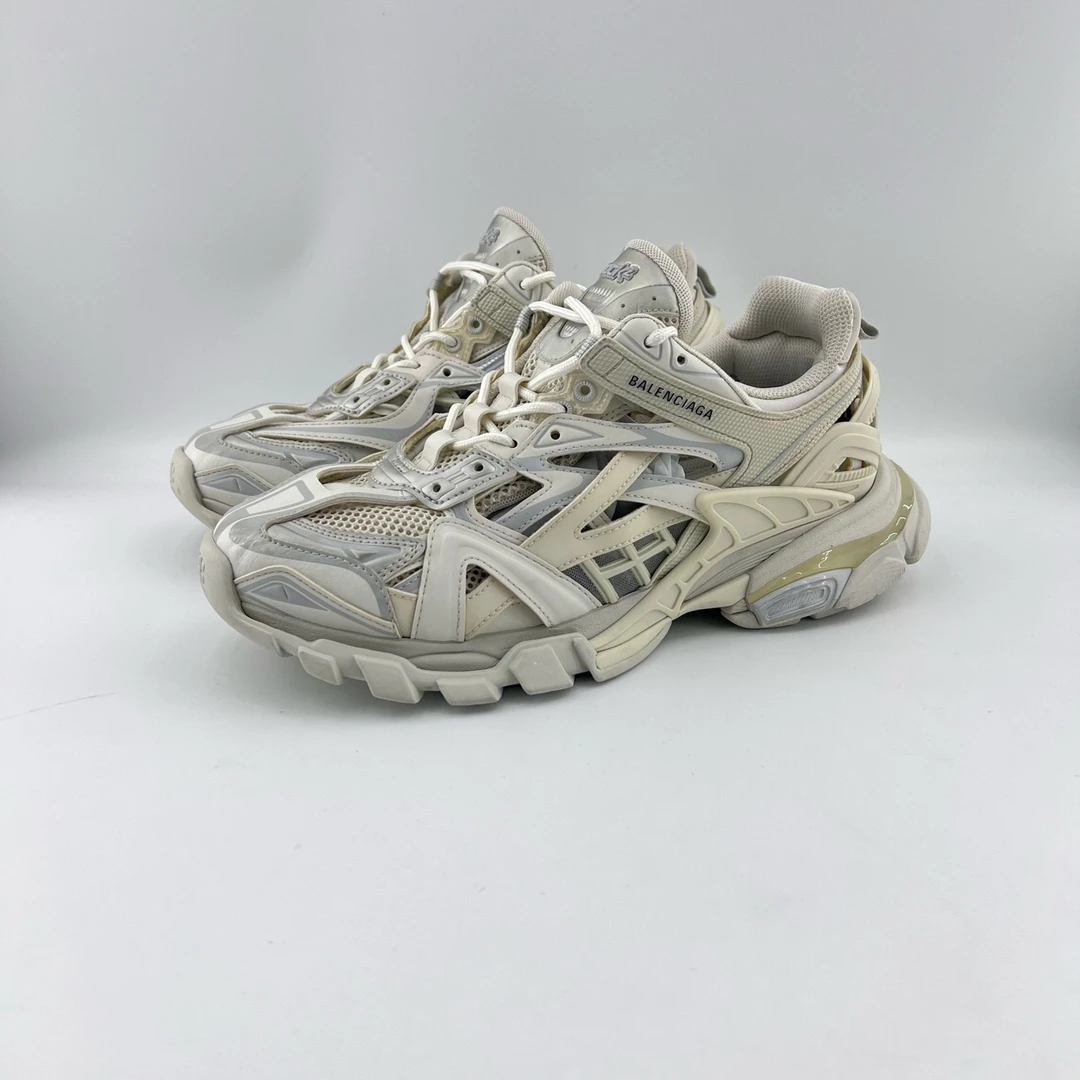 95新 Balenciaga/巴黎世家 42码/尼龙镂空圆头系带老爹鞋/8900444