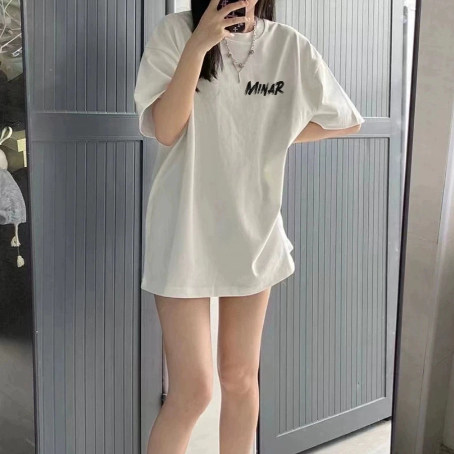 欧货国潮大版短袖t恤女20255新款创意字母印花宽松显瘦好看上衣