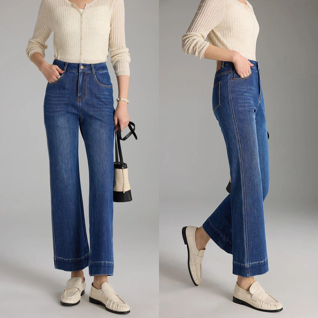 显瘦百搭微喇九分宽松女式牛仔裤WDA6108069