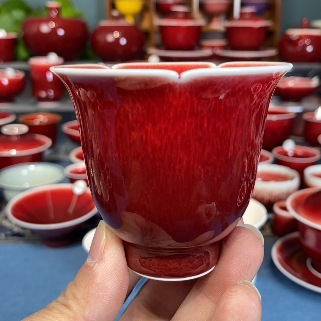 手工原矿郎红，福利大漏花口杯