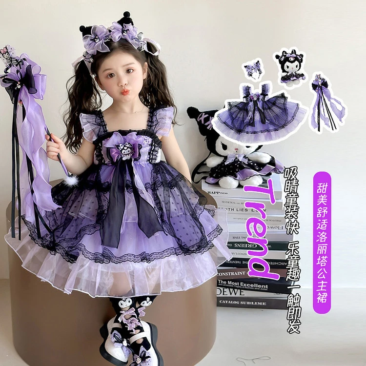 女童库洛米连衣裙夏季短袖儿童裙子宝宝公主裙小女孩洛丽塔蓬蓬裙