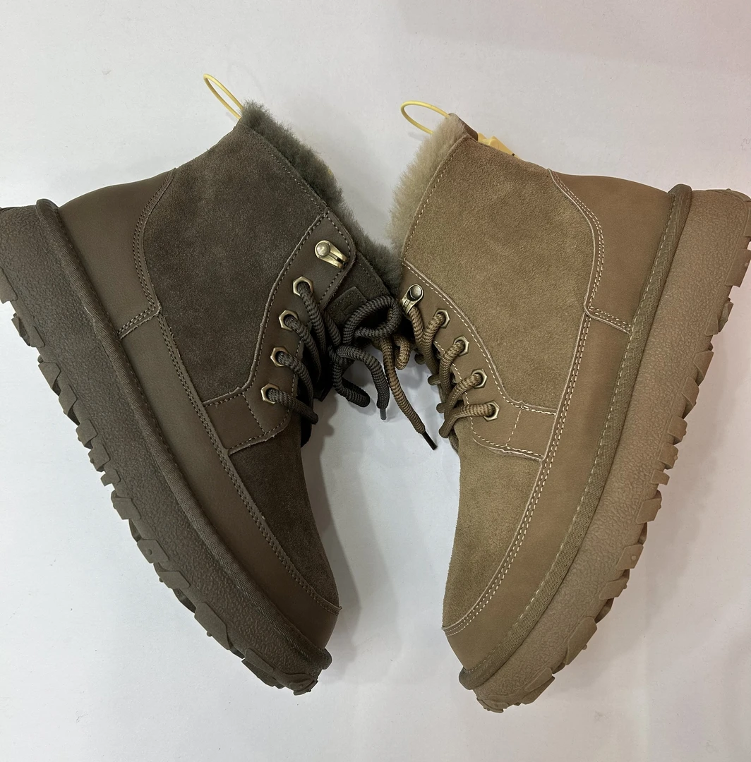 A5669男士牛皮加厚全羊毛（羊毛含量100% ）保暖防滑底雪地靴