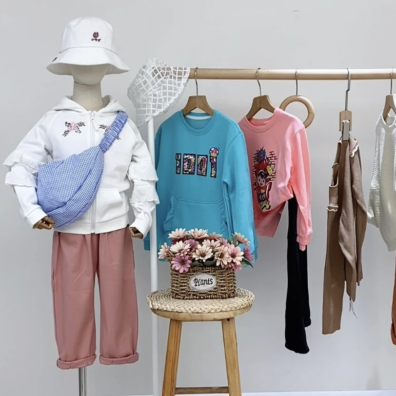 Q736#HL-011870粉色套装品牌童装