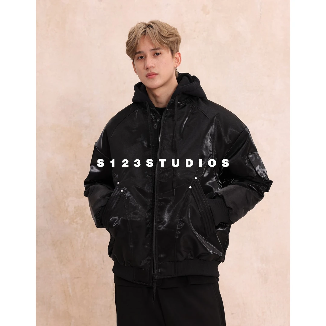 【液态金属羽绒服】重工亮面反光夹克外套棉衣男女同款上衣开衫