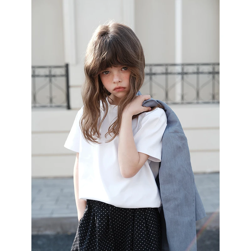 史豌豆女童经典四季小白T Q805