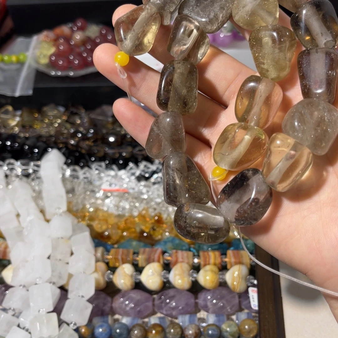 紫晶颈饰银S925镶嵌宙斯茶晶大孔位