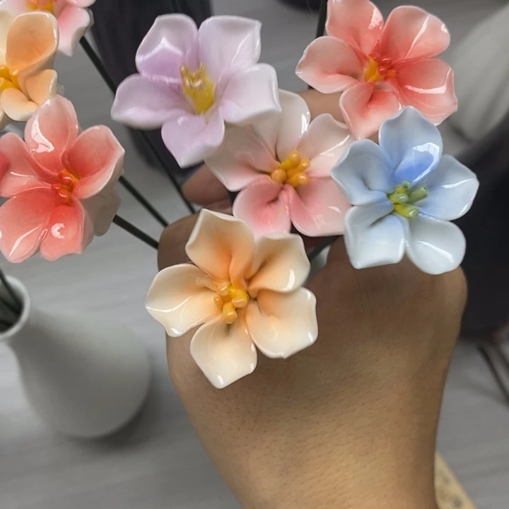 陶瓷陶瓷材料5朵樱花