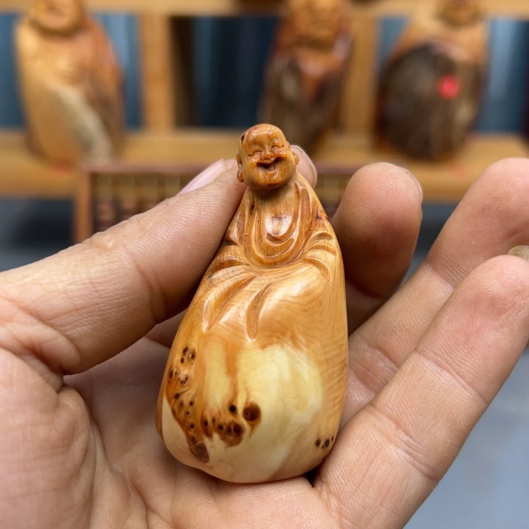 路***镜木崖柏木摆件手把件