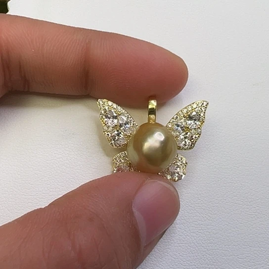 吊坠(不含链)海水珍珠银S925镶嵌