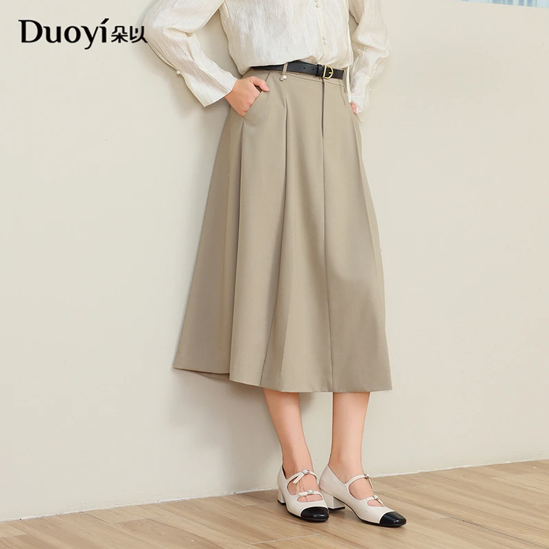 朵以2025秋冬新品通勤时尚腰带百搭半身裙A字大摆裙40DC647057