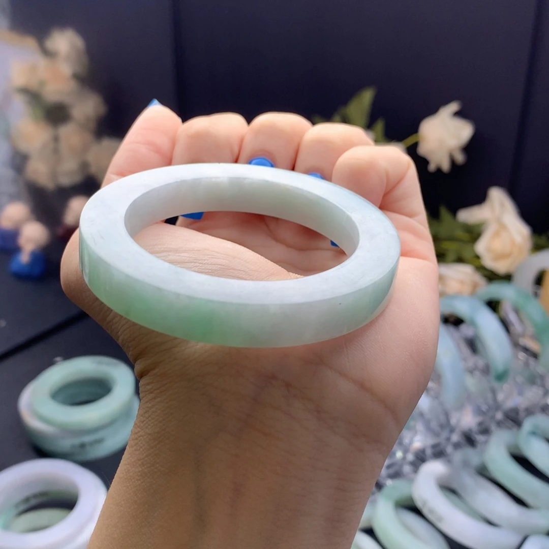 未镶嵌翡翠手镯定制翡翠52-55