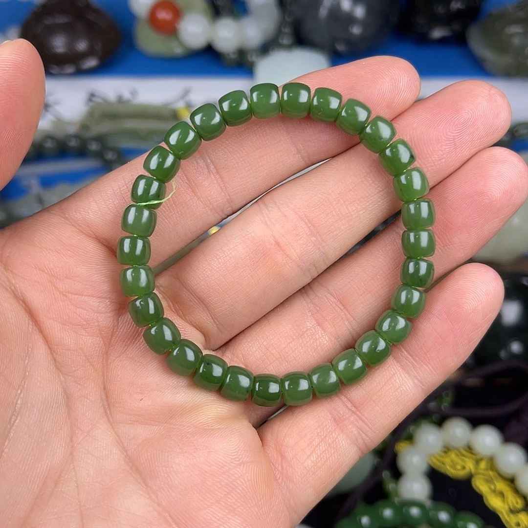 和田玉未镶嵌颈饰俄罗斯碧玉7毫米直切