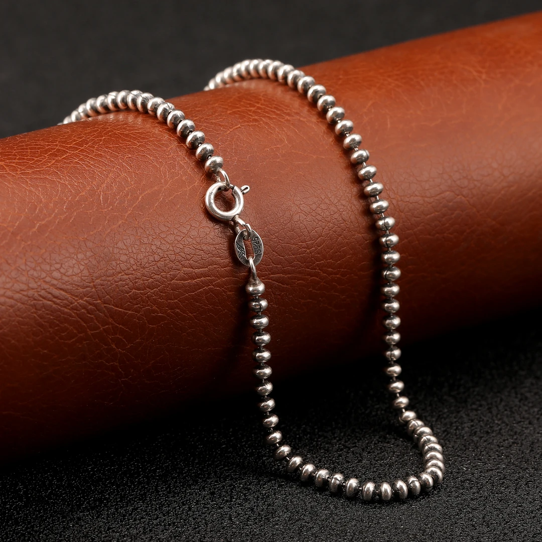 链子925银 简约百搭算盘圆珠链女锁骨链细链吊坠配链银链素链项链