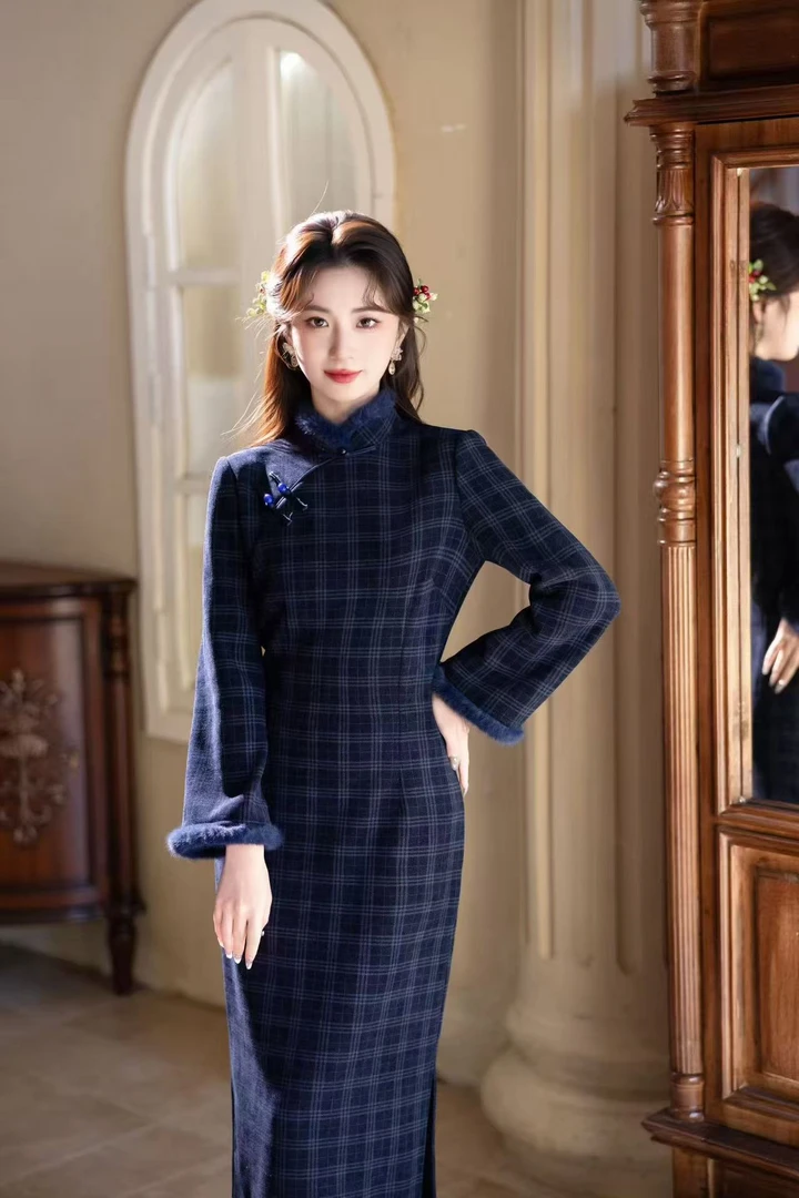 江南春【若影】冬款文艺气质修身高端日常旗袍奢华气质